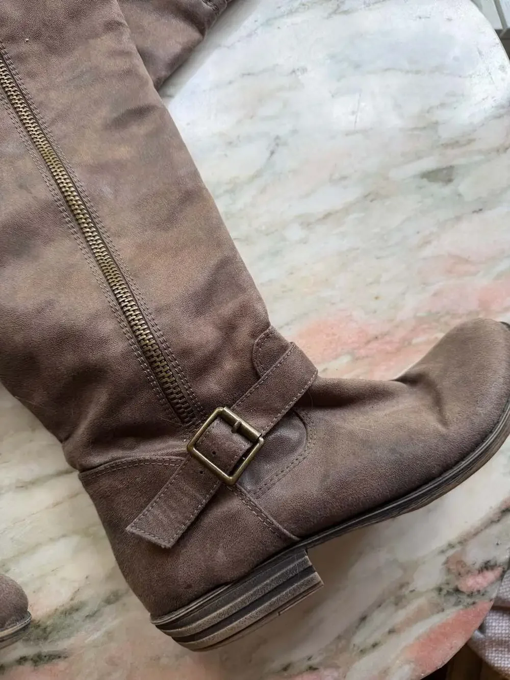 Unbranded Brown Faux Suede Over-the-Knee Boots